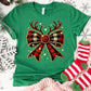 Plaid Reindeer Bow Shirt or Sweatshirt – Christmas Holiday Top S-4XL Plus Size – Multiple Colors