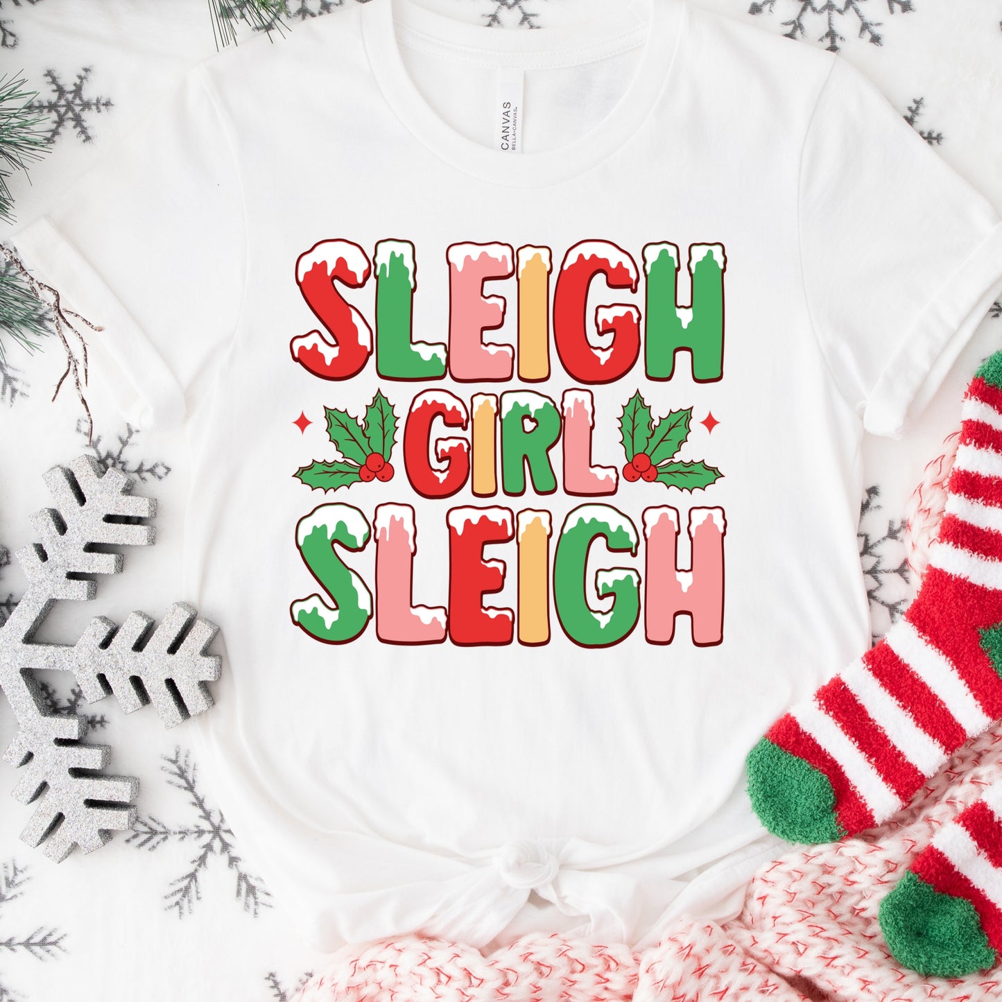 Sleigh Girl Sleigh Shirt or Sweatshirt – Christmas Holiday Top S-4XL Plus Size – Multiple Colors