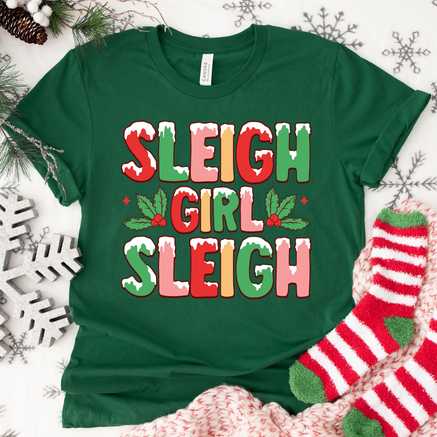 Sleigh Girl Sleigh Shirt or Sweatshirt – Christmas Holiday Top S-4XL Plus Size – Multiple Colors