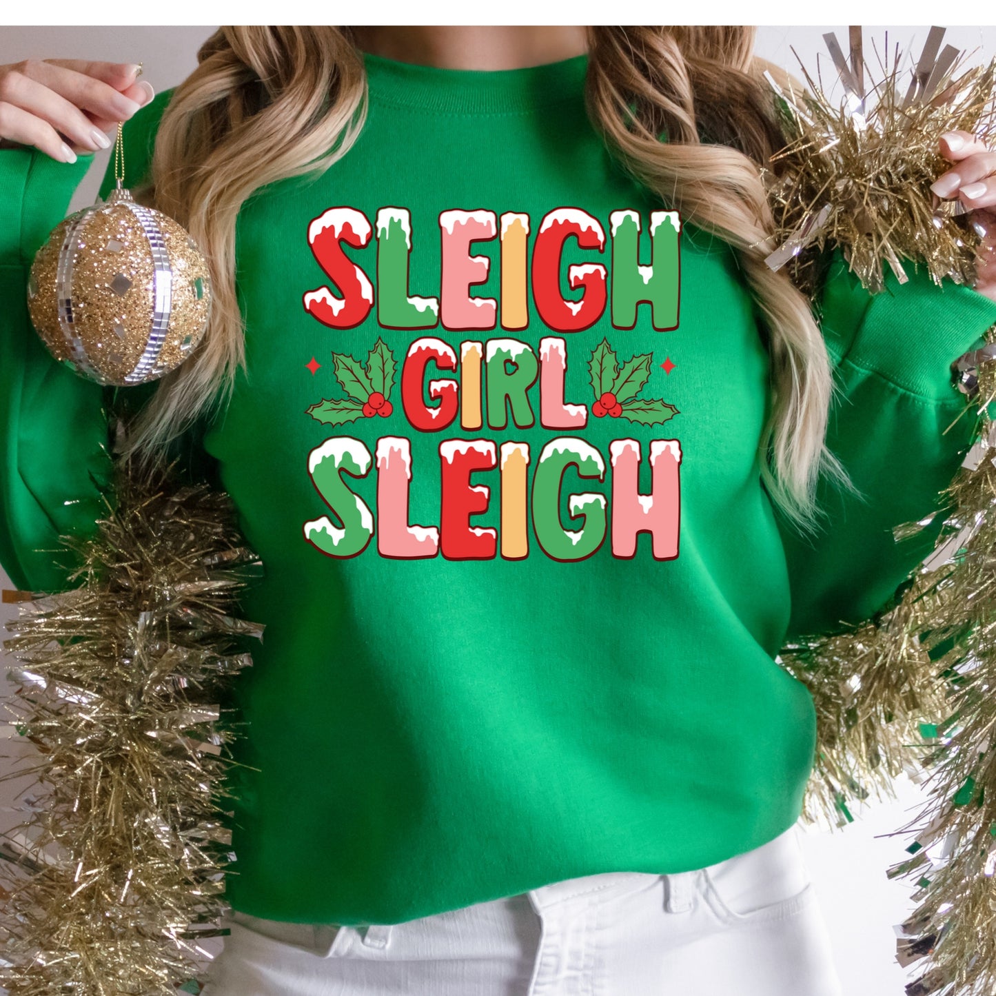 Sleigh Girl Sleigh Shirt or Sweatshirt – Christmas Holiday Top S-4XL Plus Size – Multiple Colors