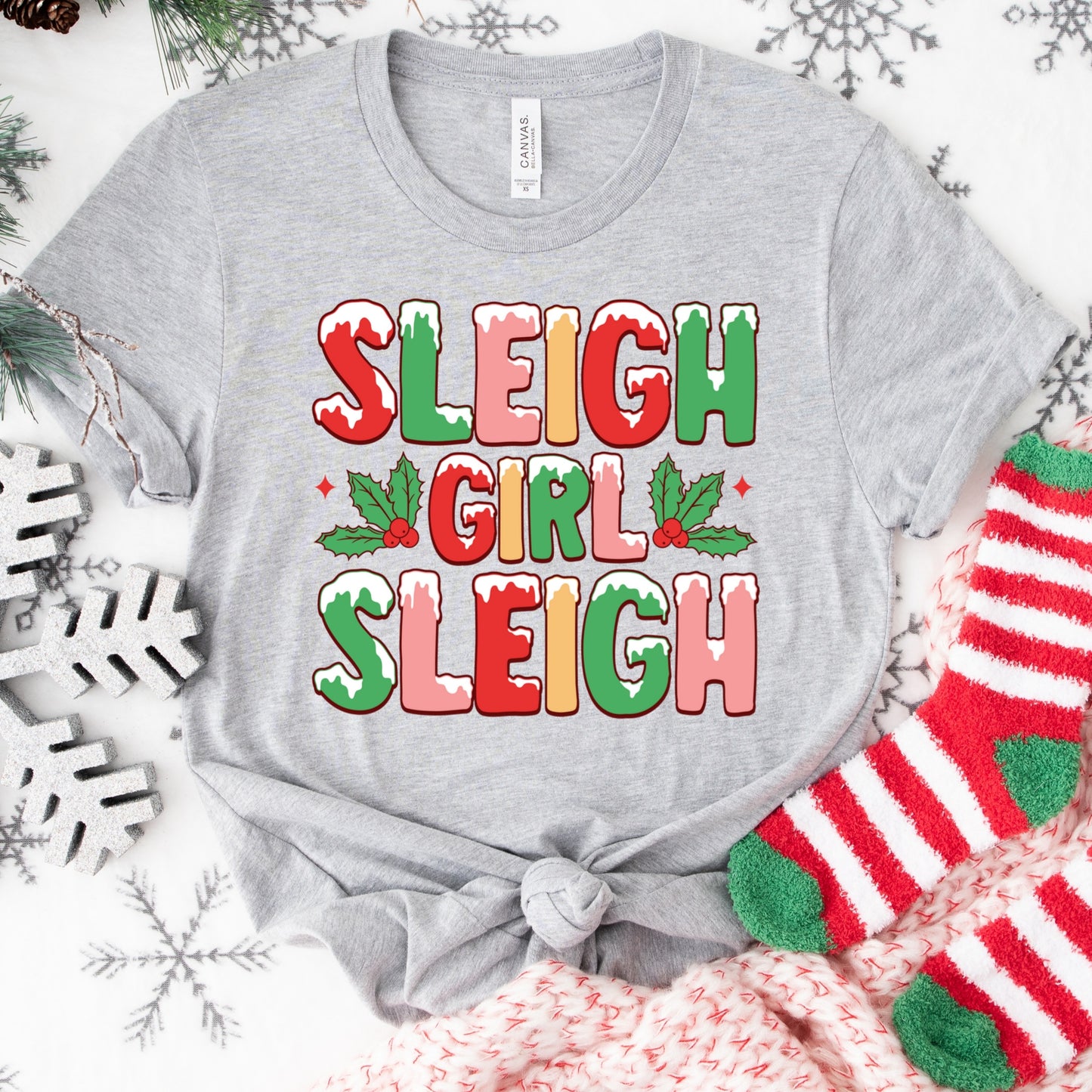 Sleigh Girl Sleigh Shirt or Sweatshirt – Christmas Holiday Top S-4XL Plus Size – Multiple Colors