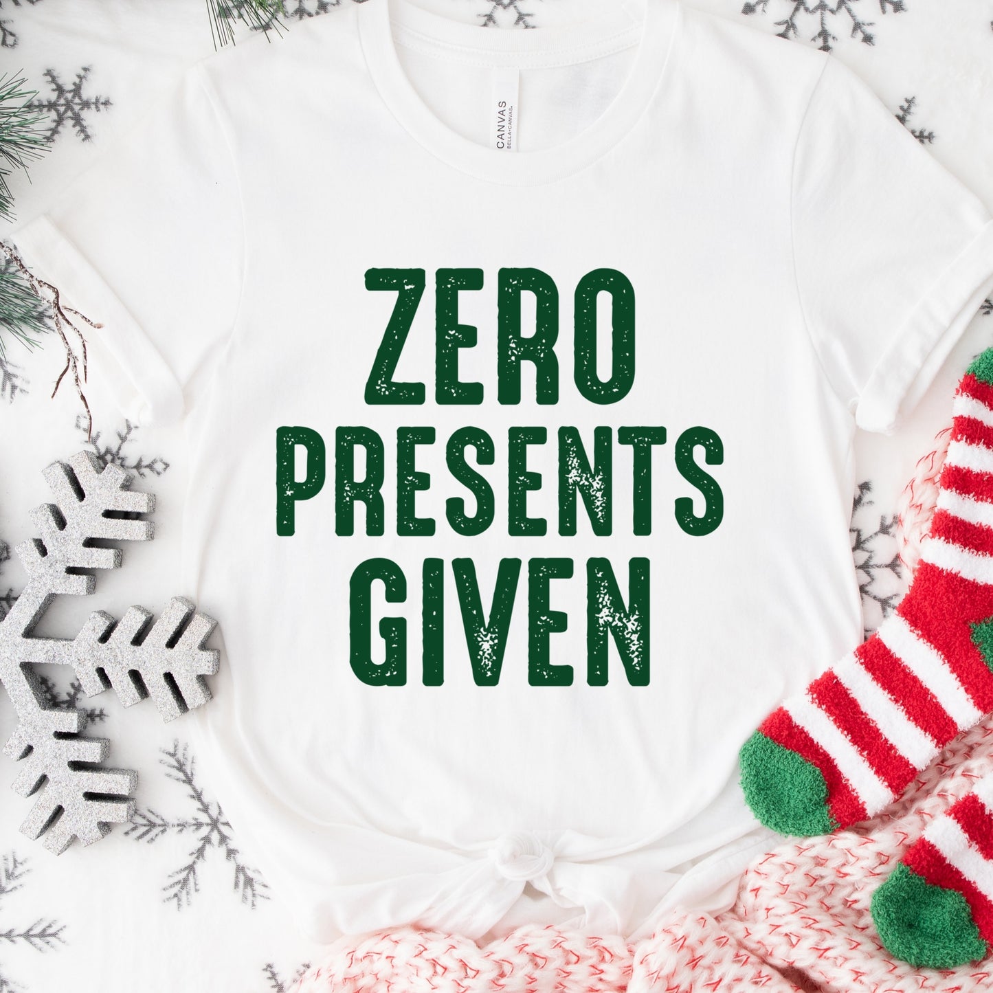 Zero Presents Given Christmas Shirt – Funny Holiday Tee S-4XL – Sarcastic Xmas Top – Grinchy Gift Shirt – Multiple Colors