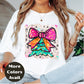 Bright Bow Christmas Tree Shirt – Neon Holiday Tee S-4XL – Colorful Festive Christmas Top – Funky Tree Shirt – Multiple Colors