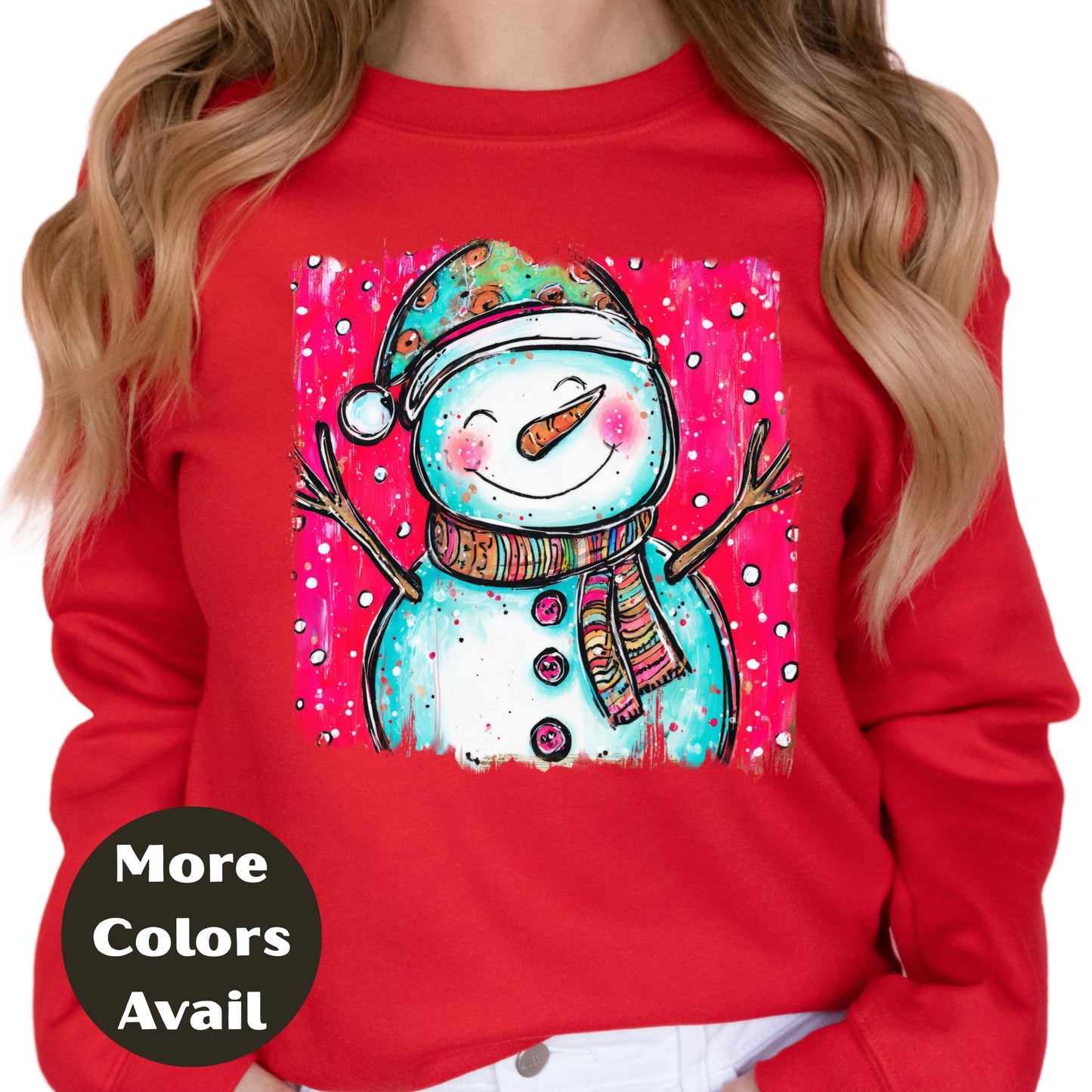 Whimsical Snowman Christmas Shirt – Cute Holiday Tee S-4XL – Colorful Winter Snowman Top – Cheerful Christmas Shirt – More Colors Available