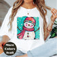 Colorful Smiling Snowman Shirt – Cute Christmas Tee S-4XL – Hand Drawn Winter Snowman Top – Festive Holiday Shirt – More Colors Available