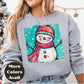 Colorful Smiling Snowman Shirt – Cute Christmas Tee S-4XL – Hand Drawn Winter Snowman Top – Festive Holiday Shirt – More Colors Available