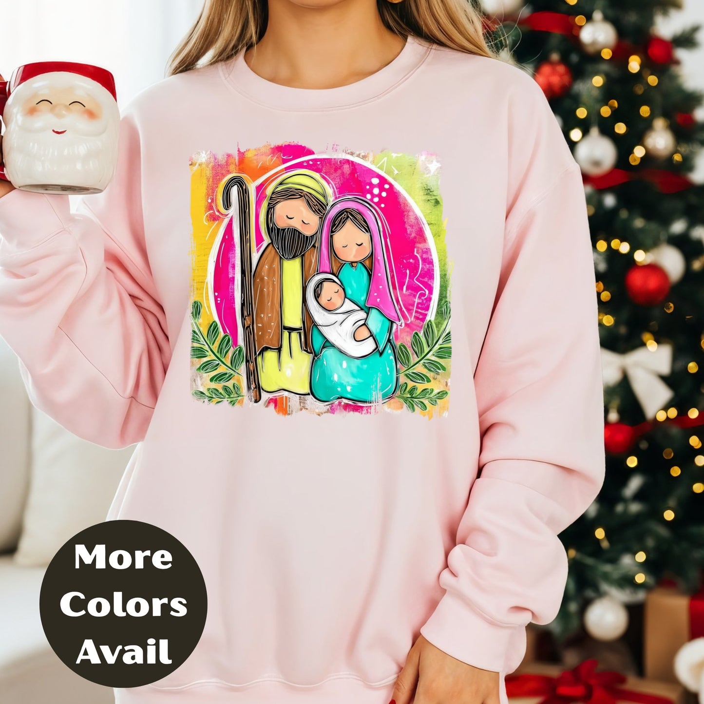 Hand Drawn Nativity Scene Christmas Shirt –  S-4XL – Faith Top – Christian Christmas Gift – More Colors Available