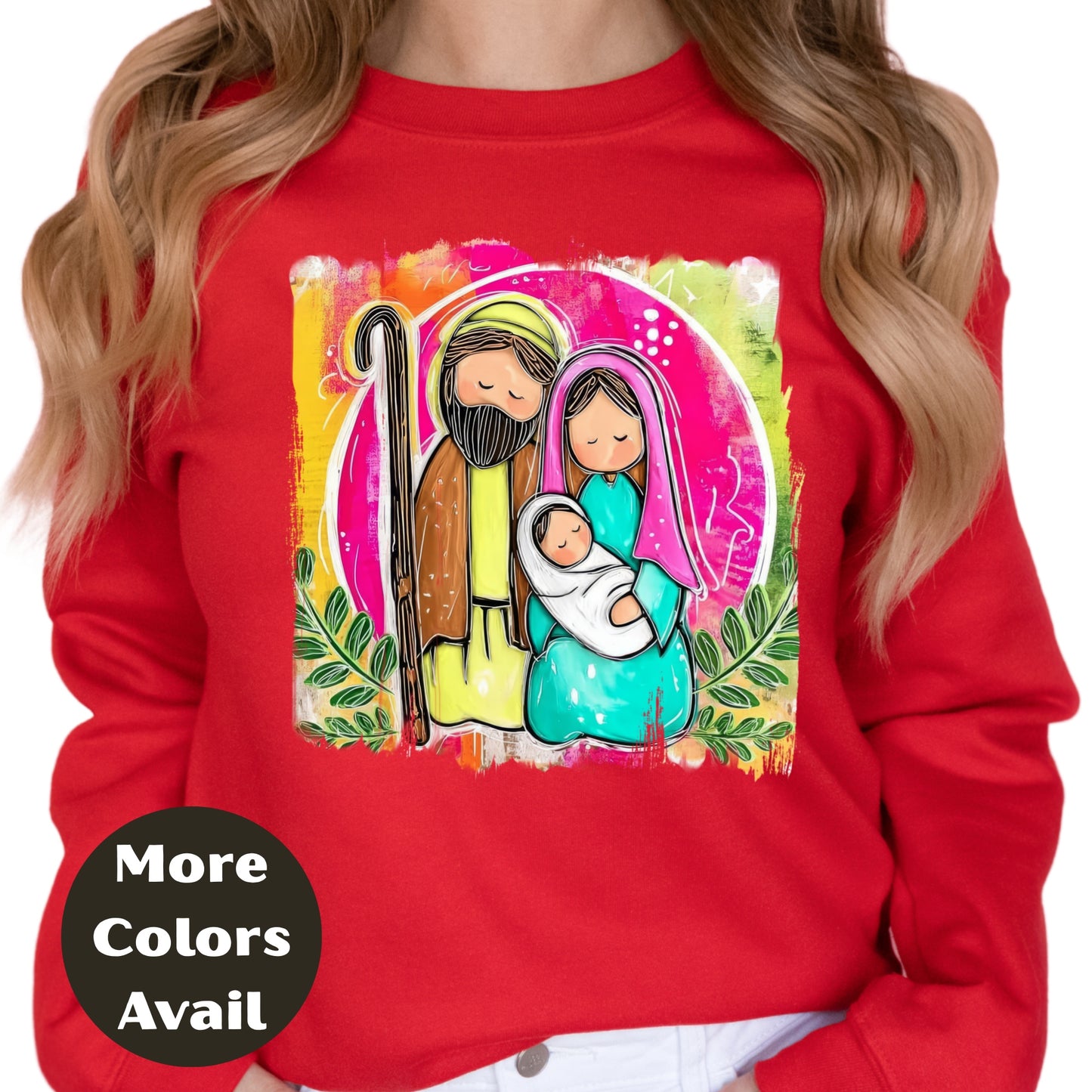 Hand Drawn Nativity Scene Christmas Shirt –  S-4XL – Faith Top – Christian Christmas Gift – More Colors Available