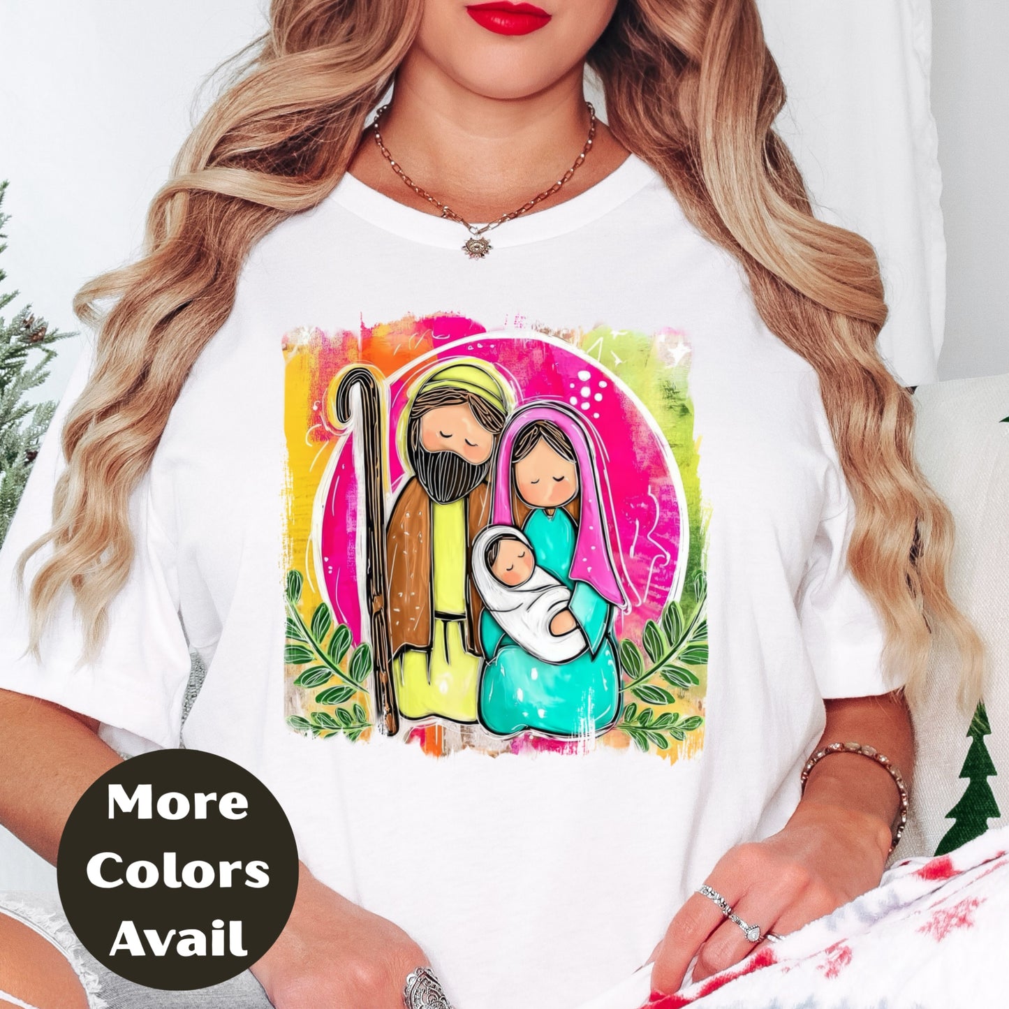Hand Drawn Nativity Scene Christmas Shirt –  S-4XL – Faith Top – Christian Christmas Gift – More Colors Available