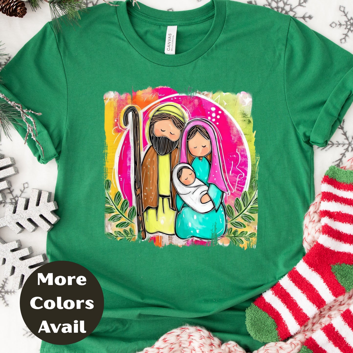 Hand Drawn Nativity Scene Christmas Shirt –  S-4XL – Faith Top – Christian Christmas Gift – More Colors Available
