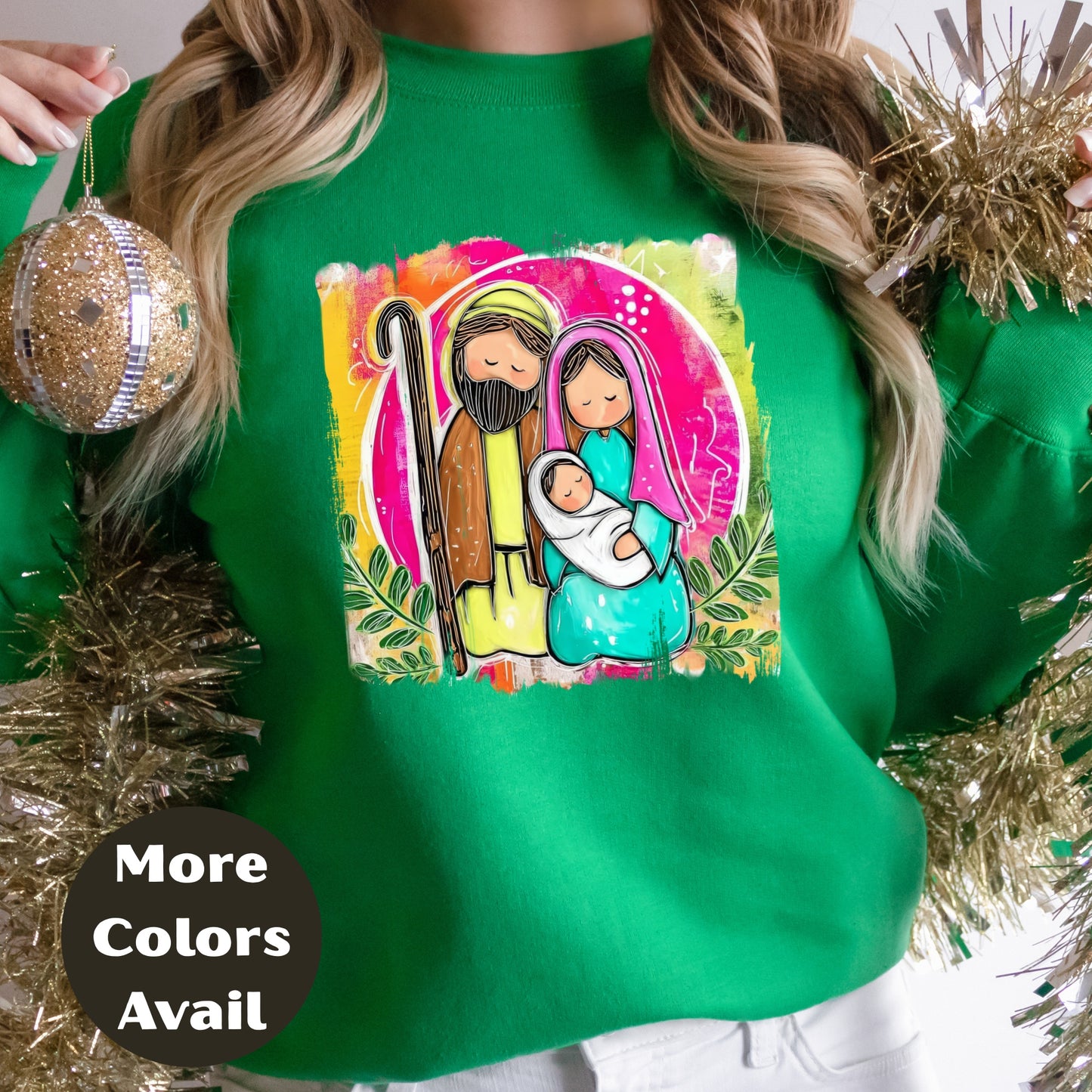 Hand Drawn Nativity Scene Christmas Shirt –  S-4XL – Faith Top – Christian Christmas Gift – More Colors Available
