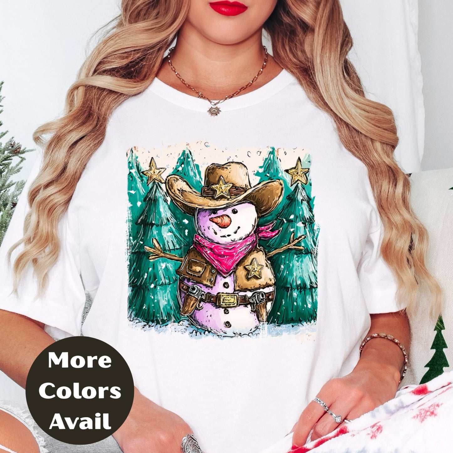 Cowboy Snowman Christmas Shirt – Western Christmas Tee S-4XL –  Country Holiday Shirt – More Colors Available
