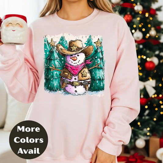 Cowboy Snowman Christmas Shirt – Western Christmas Tee S-4XL –  Country Holiday Shirt – More Colors Available