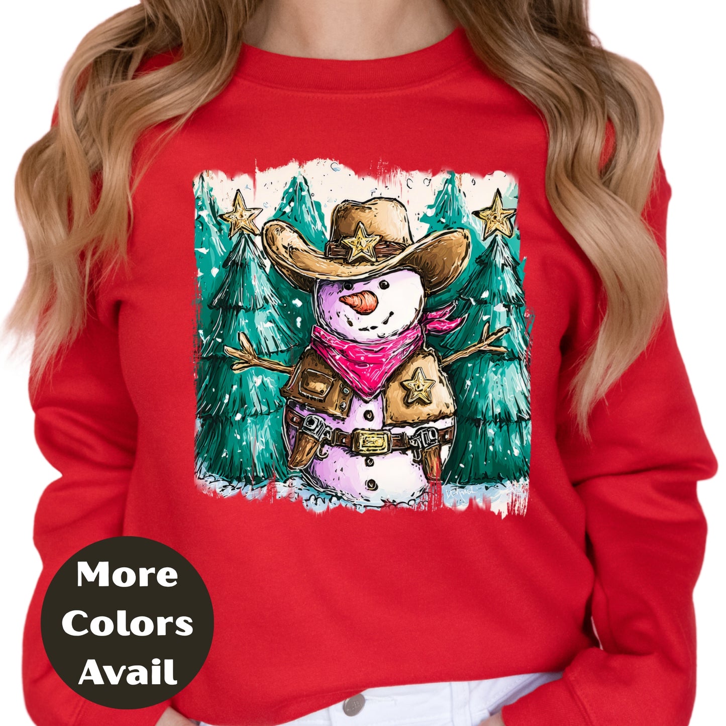 Cowboy Snowman Christmas Shirt – Western Christmas Tee S-4XL –  Country Holiday Shirt – More Colors Available