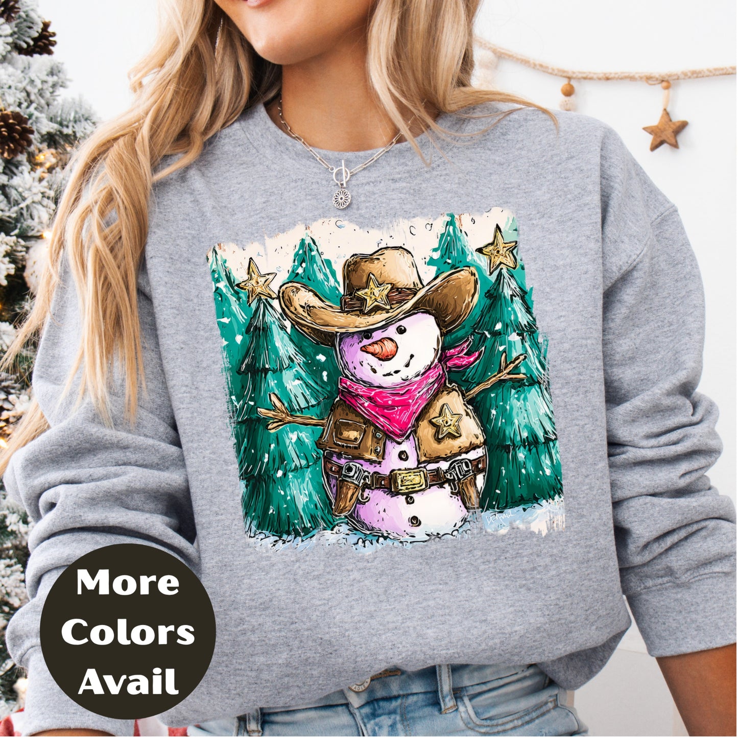 Cowboy Snowman Christmas Shirt – Western Christmas Tee S-4XL –  Country Holiday Shirt – More Colors Available