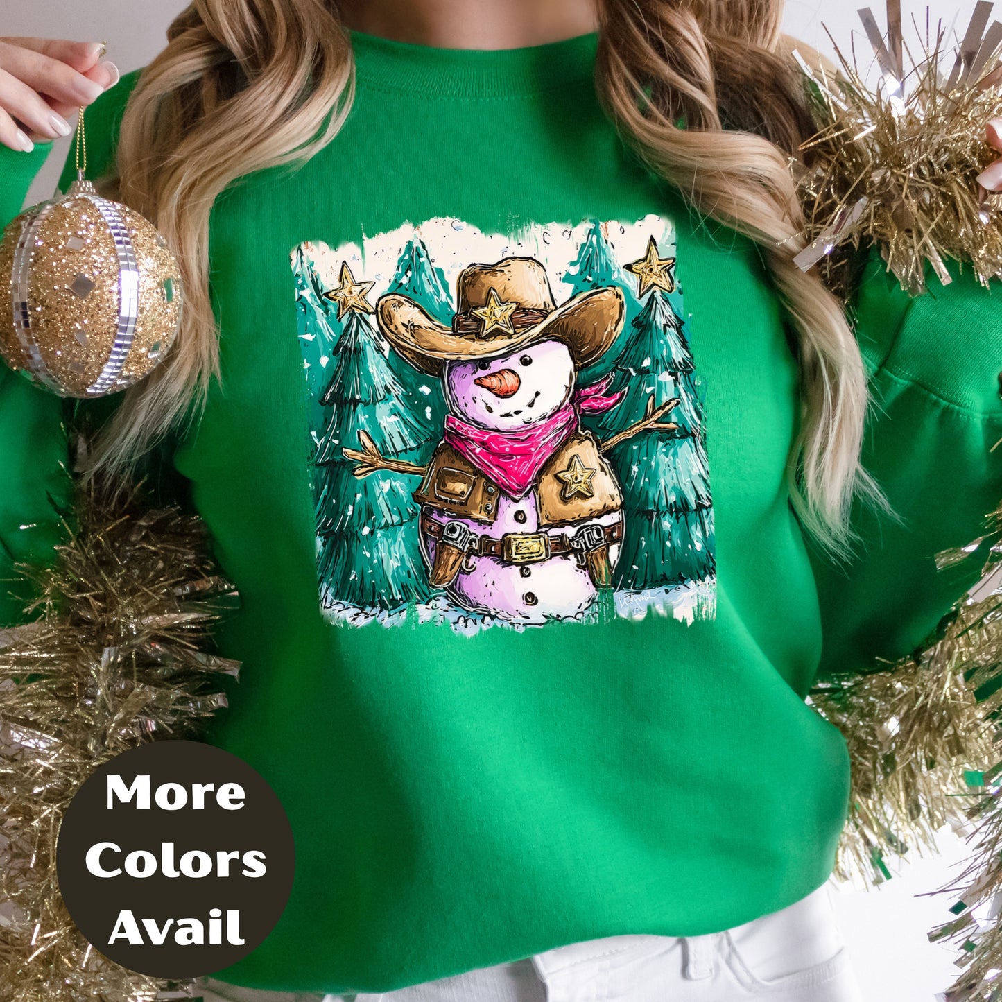Cowboy Snowman Christmas Shirt – Western Christmas Tee S-4XL –  Country Holiday Shirt – More Colors Available