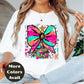 Bright Bow Christmas Tree Shirt or Sweatshirt – Colorful Neon Holiday Top S-4XL Plus Size – Festive Christmas Tee