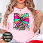 Bright Bow Christmas Tree Shirt or Sweatshirt – Colorful Neon Holiday Top S-4XL Plus Size – Festive Christmas Tee