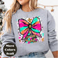 Bright Bow Christmas Tree Shirt or Sweatshirt – Colorful Neon Holiday Top S-4XL Plus Size – Festive Christmas Tee