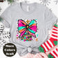 Bright Bow Christmas Tree Shirt or Sweatshirt – Colorful Neon Holiday Top S-4XL Plus Size – Festive Christmas Tee