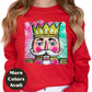 Nutcracker King Shirt or Sweatshirt – Colorful Hand Drawn Christmas Top S-4XL Plus Size – Pink & Teal Crown Nutcracker – Festive Holiday Tee