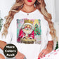Santa Kneeling at Manger Shirt or Sweatshirt – Colorful Christmas Top S-4XL Plus Size – Santa & Nativity Tee – Holiday Christian Gift