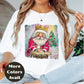 Santa Kneeling at Manger Shirt or Sweatshirt – Colorful Christmas Top S-4XL Plus Size – Santa & Nativity Tee – Holiday Christian Gift