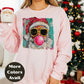 Santa Bubblegum Shirt or Sweatshirt – Cool Christmas Top S-4XL Plus Size – Retro Santa with Sunglasses – Holiday Graphic Tee