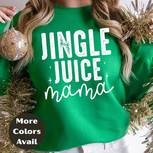 Jingle Juice Mama Shirt or Sweatshirt – Funny Holiday Top S-4XL Plus Size – Festive Christmas Drinking Tee – More Colors Available