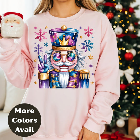 Retro Nutcracker Christmas Shirt or Sweatshirt – S-4XL Plus Size – Funky Festive Christmas Tee – More Colors Available