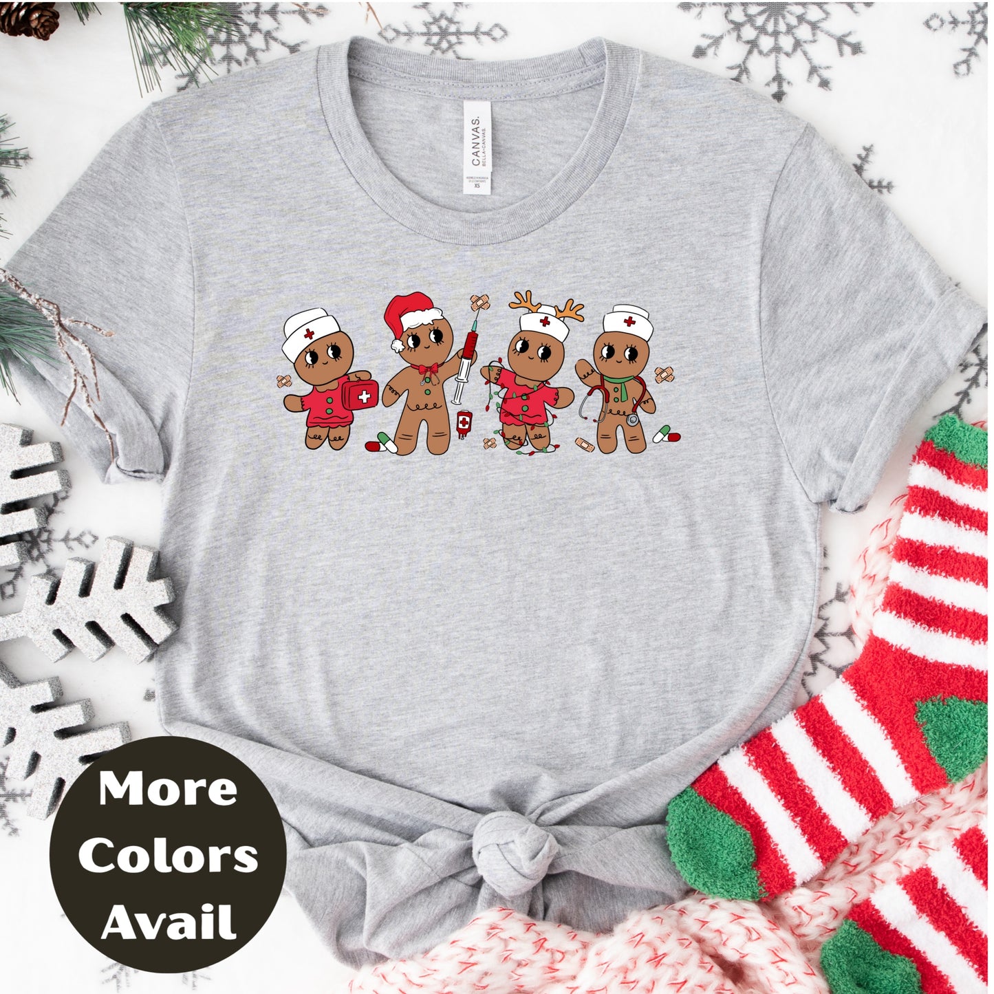 Nurse Gingerbread Christmas Shirt or Sweatshirt – Cute Holiday Nurse Top Small - 4XL and Plus Size – Multiple Colors