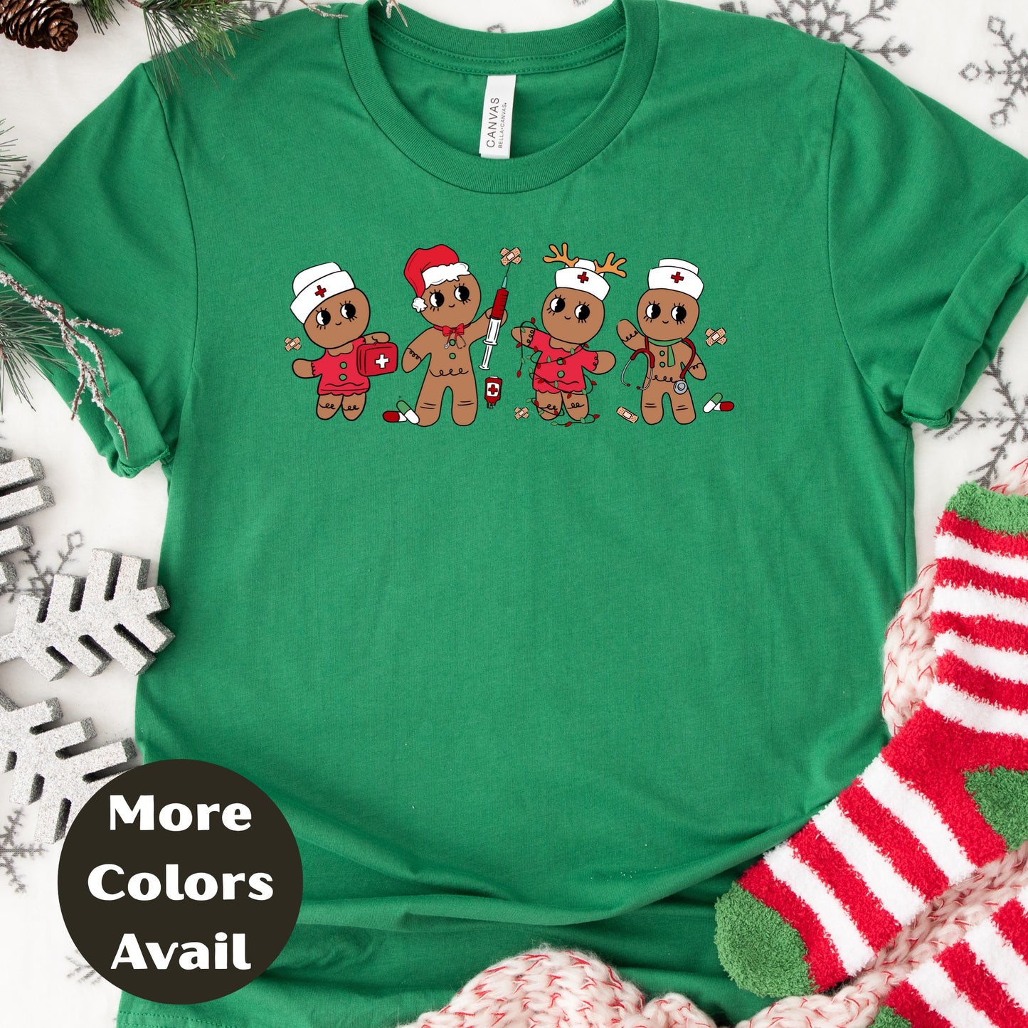 Nurse Gingerbread Christmas Shirt or Sweatshirt – Cute Holiday Nurse Top Small - 4XL and Plus Size – Multiple Colors