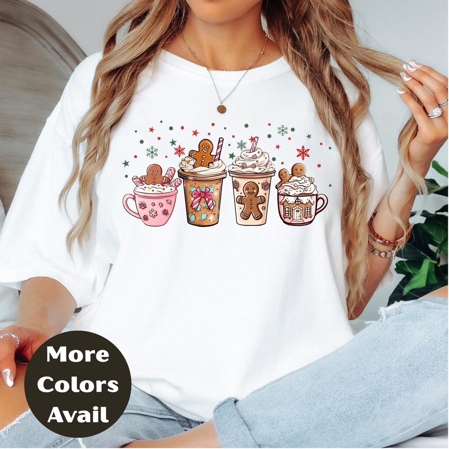 Gingerbread Coffee Christmas Shirt or Sweatshirt – Cute Holiday Mug Top Small - 4XL and Plus Size – Multiple Colors