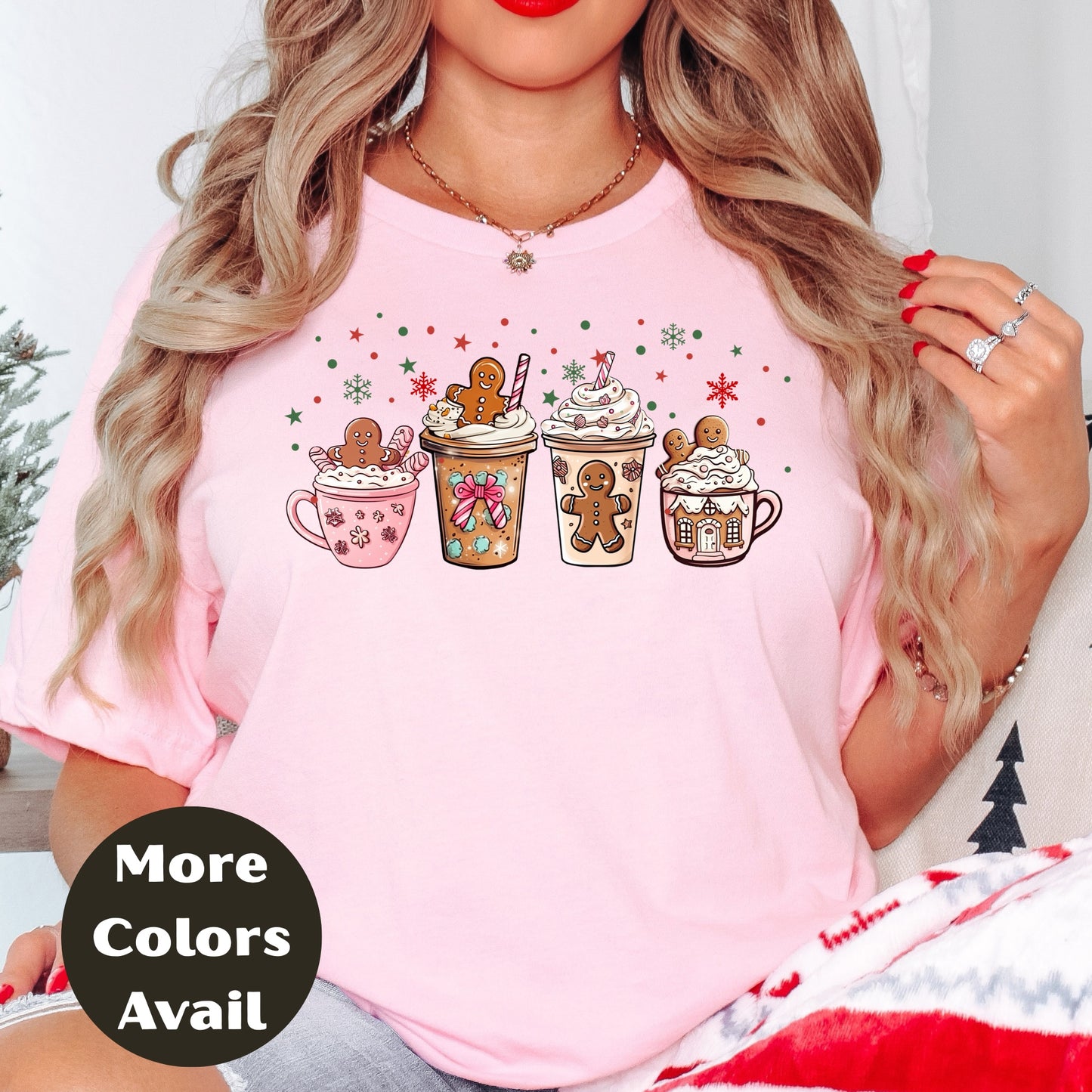 Gingerbread Coffee Christmas Shirt or Sweatshirt – Cute Holiday Mug Top Small - 4XL and Plus Size – Multiple Colors