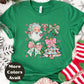 Pastel Santa & Bows Christmas Shirt or Sweatshirt – Cute Holiday Tree Top S-4XL Plus Size – Multiple Colors – Girly Retro Christmas Tee