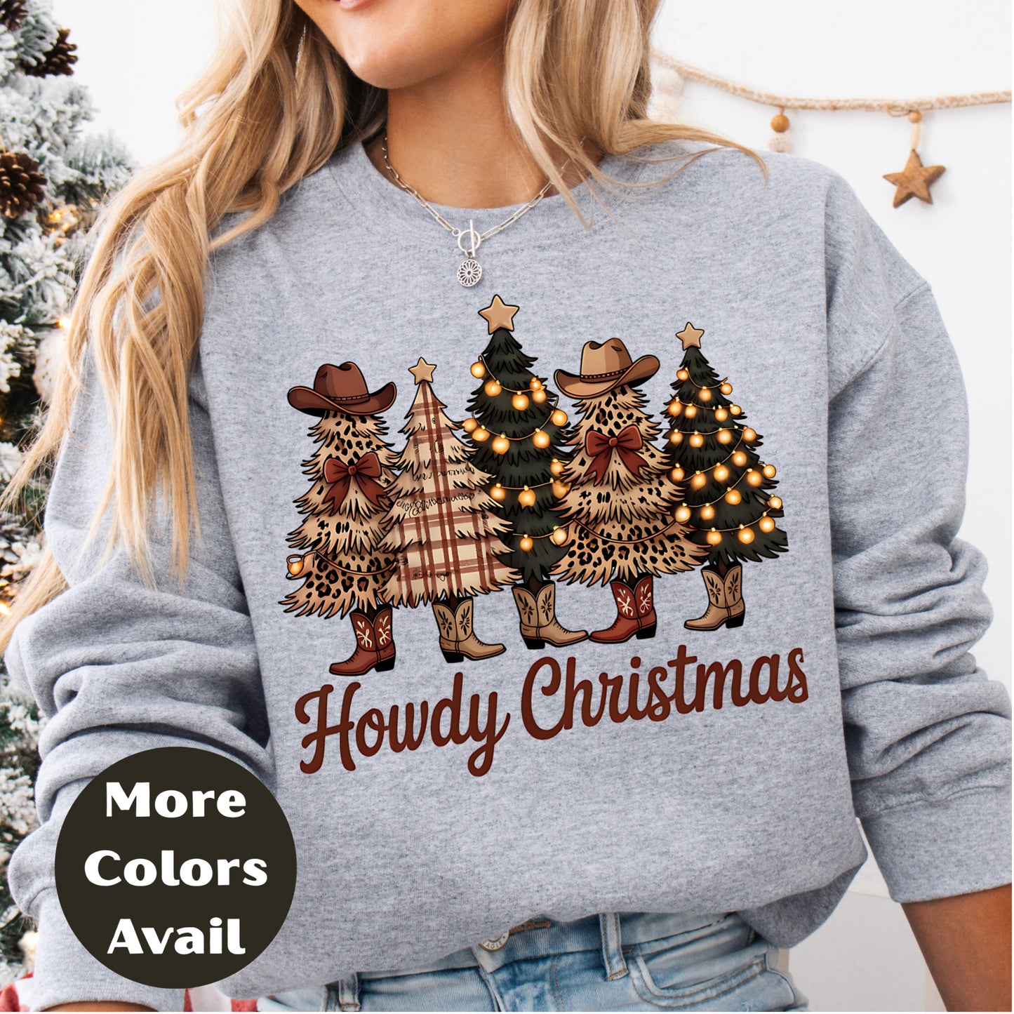 Howdy Christmas Shirt or Sweatshirt – Cowgirl Western Holiday Top Small - 4XL and Plus Size – Multiple Colors