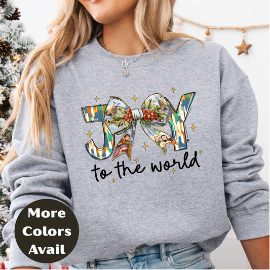 Joy to the World Shirt or Sweatshirt – Nativity Christmas Top Small - 4XL Plus Size – Multiple Colors