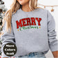 Merry Christmas Shirt or Sweatshirt – Small-4XL Plus Size – Red Green Glitter Look – Multiple Colors