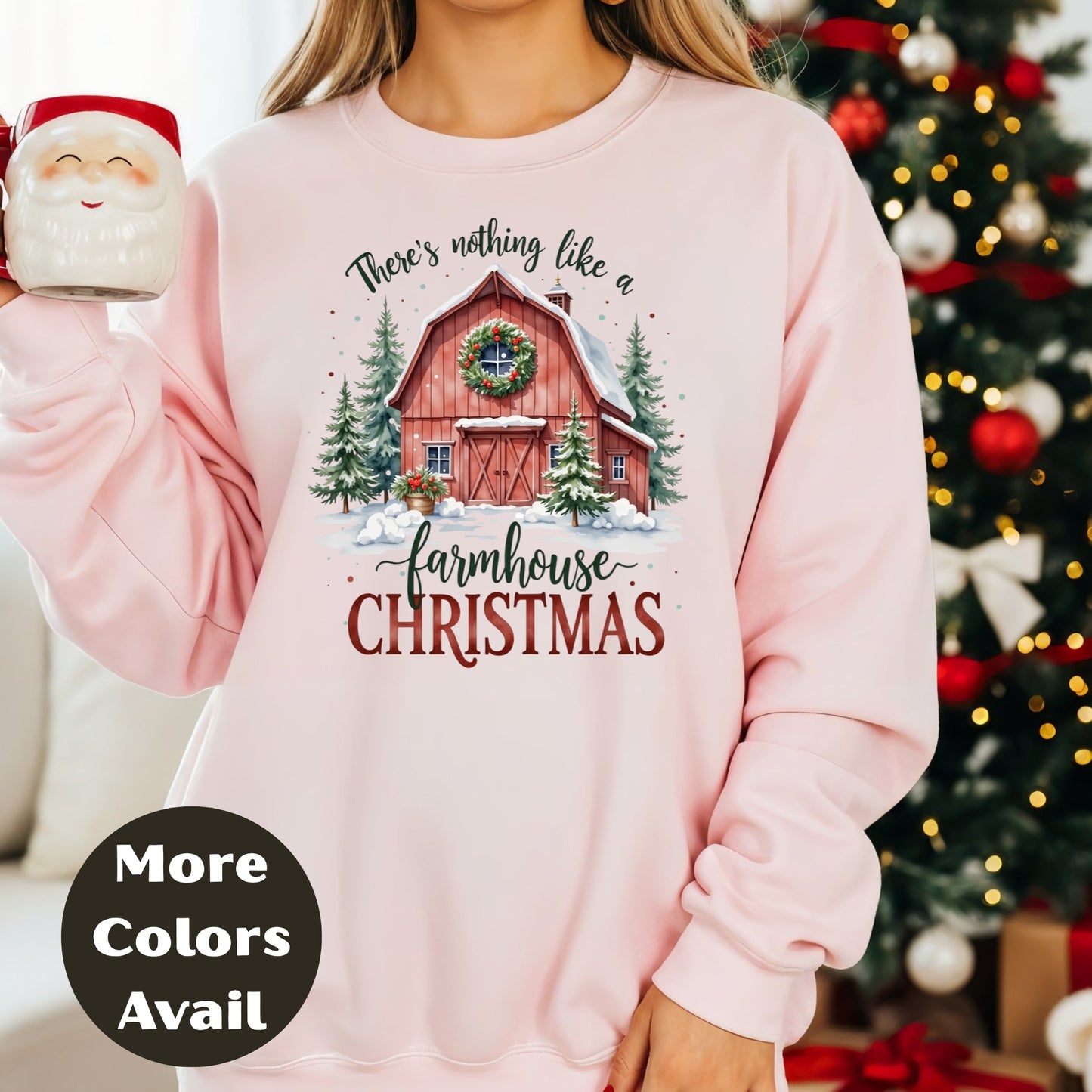 Farmhouse Christmas Shirt or Sweatshirt – Small-4XL Plus Size – Multiple Colors – Rustic Barn Holiday Top