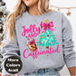 Jolly and Caffeinated Christmas Shirt or Sweatshirt – Small-4XL and Plus Size – Coffee Lover Holiday Top – Multiple Colors