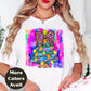 Leopard Bow Christmas Tree Shirt or Sweatshirt – Small-4XL and Plus Size – Bright Holiday Top – Multiple Colors