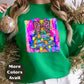 Leopard Bow Christmas Tree Shirt or Sweatshirt – Small-4XL and Plus Size – Bright Holiday Top – Multiple Colors