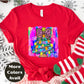 Leopard Bow Christmas Tree Shirt or Sweatshirt – Small-4XL and Plus Size – Bright Holiday Top – Multiple Colors