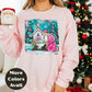 Santa and Manger Christmas Shirt or Sweatshirt – Small-4XL and Plus Size – Whimsical Nativity Scene – Multiple Colors
