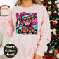 Highland Cow Christmas Shirt or Sweatshirt – Small-4XL and Plus Size – Cute Festive Cow with Santa Hat – Multiple Colors