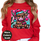 Highland Cow Christmas Shirt or Sweatshirt – Small-4XL and Plus Size – Cute Festive Cow with Santa Hat – Multiple Colors