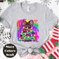 Leopard Bow Rainbow Christmas Tree Shirt or Sweatshirt – S-4XL Plus Size – Bright Holiday Top – Multiple Colors
