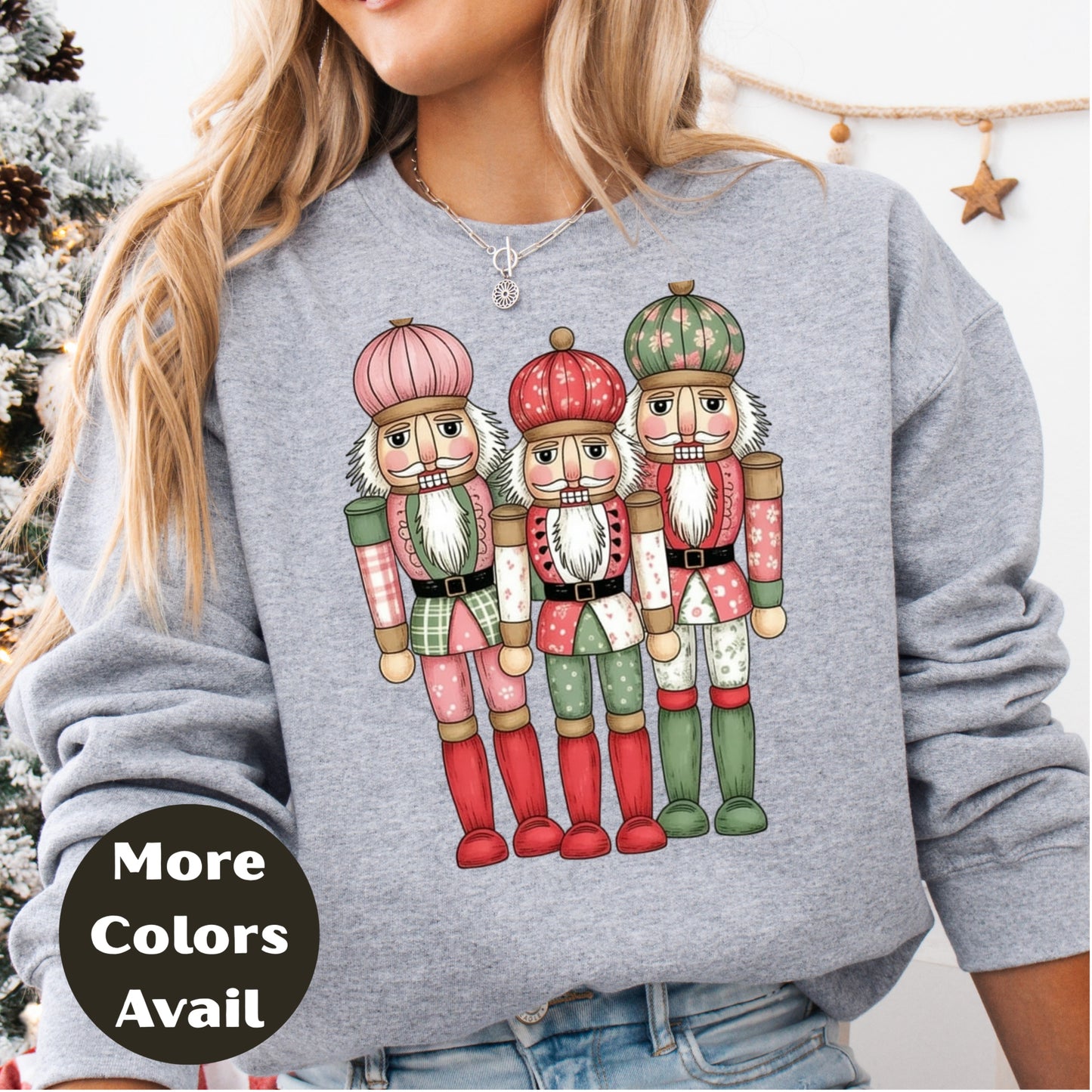 Pastel Nutcracker Trio Christmas Shirt or Sweatshirt – Small-4XL and Plus Size – Ballet Holiday Top – Multiple Colors