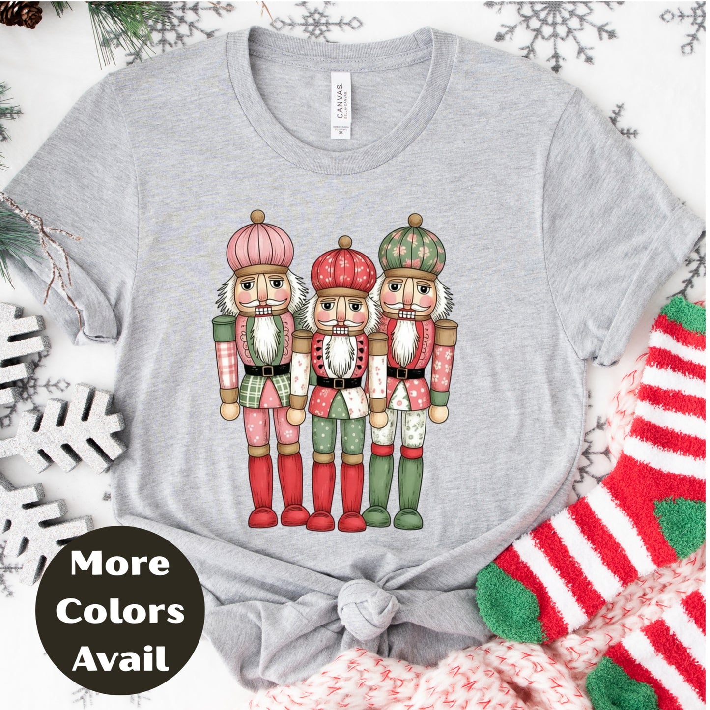 Pastel Nutcracker Trio Christmas Shirt or Sweatshirt – Small-4XL and Plus Size – Ballet Holiday Top – Multiple Colors