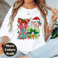 Peace Santa Christmas Shirt or Sweatshirt – Bright Holiday Bow & Tree Design – Small -4XL and Plus Size – Multiple Colors